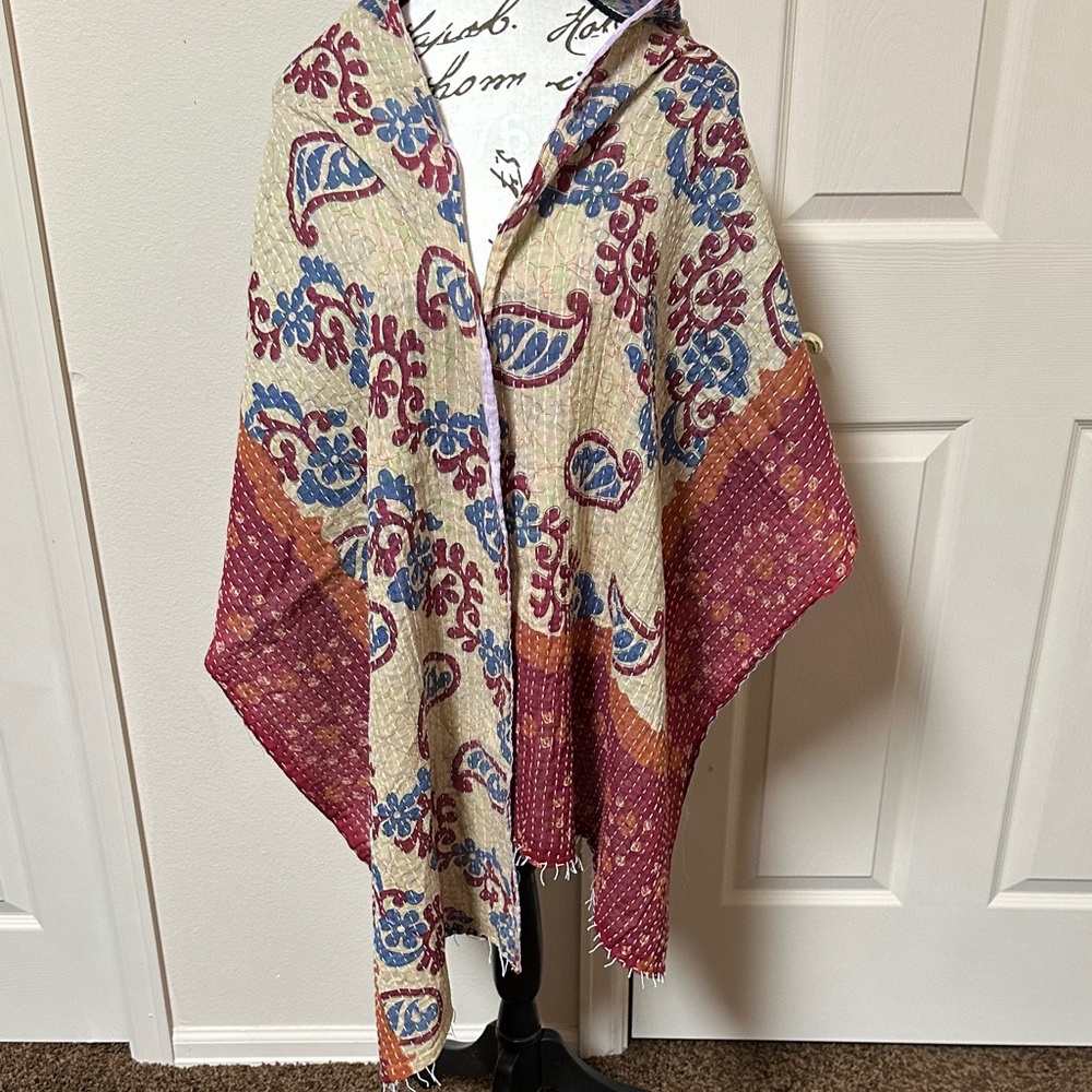 Multicolor Patterned Kantha Wrap Scarf - image 3
